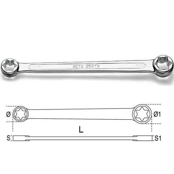 Beta Cle Double Droite Pour Crous Torx Ftx